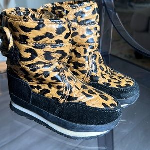 Rubber duck kids snow boots waterproof, leopard size 8